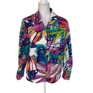 Wintersilks Jacket Women's Size Large Colorful Silk Lined Art To Wear Artsy Coat